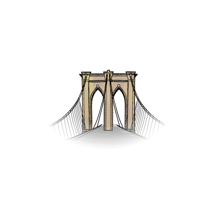 New-York city sign. Travel NYC icon. American landmark Brooklyn bridge viewのイラスト素材