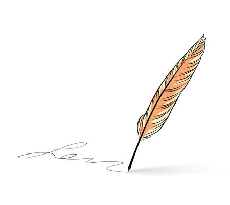 Feather pen writing calligraphy. Literature retro sign.のイラスト素材