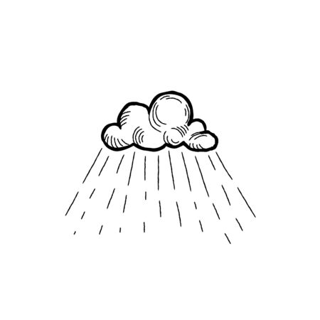 Rain icon. Hand drawn cloud with rain droplets. Weather signのイラスト素材