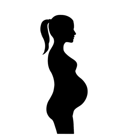 Pregnant woman silhouette. Motherhood sign. Pregnancy symbolのイラスト素材