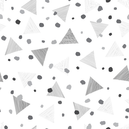 Abstract geometric seamless pattern with dots. Ornamental white background. Spotted wallpaper designのイラスト素材