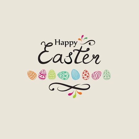 Happy Easter greeting card. Spring holiday decorative bakground with Easter eggsのイラスト素材