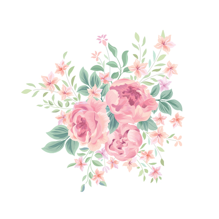 Floral background. Flower rose bouquet isolated. Flourish spring floral greeting card designのイラスト素材