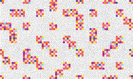 Abstract geometric seamless pattern. Stylish dotted background in 1980s electronic styleのイラスト素材