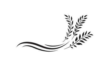 Abstract wave decor. Wavy logo. Floral linear decorative design element. Floral ornamentのイラスト素材