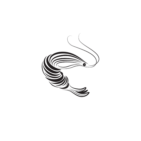 Shrimp illustration. Stylish sea food design element. Line artのイラスト素材