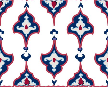 Oriental tile ornament. Abstrcat geometric retro seamless pattern. Floral asian native ornamental backdrop.のイラスト素材