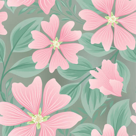 Flower seamless summer pattern. Floral garden tile background. Holiday stylish wallpaper with flowersのイラスト素材