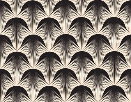 Abstract geometric pattern with stripe lines. Artistic fan shape floral ornamental tile background.のイラスト素材