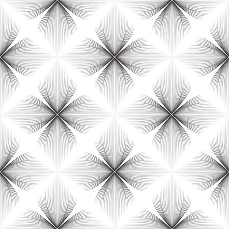 Abstract seamless floral linear pattern. Arabic line ornament with flower shapes. Floral orient tile pattern with black lines. Asian ornament. Doodle flourish textureのイラスト素材