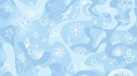 Christmas icon holiday seamless patter. Winter snow ornamental backdrop. Christmas holiday snowflakes decorative background.のイラスト素材