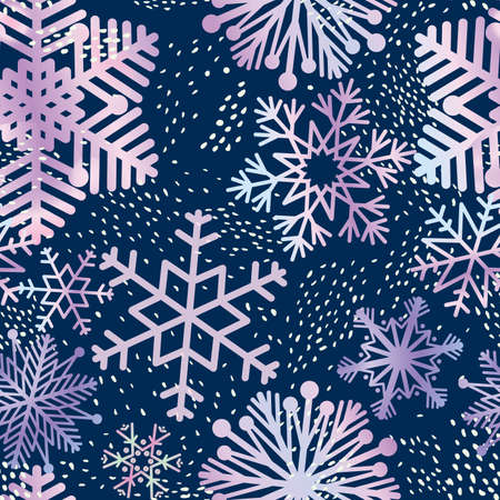 Snow seamless pattern. Abstract winter backdrop with dots, snowflakes. Seasonal nature drawn texture. Winter holiday Artistic background from Christmas collection.のイラスト素材