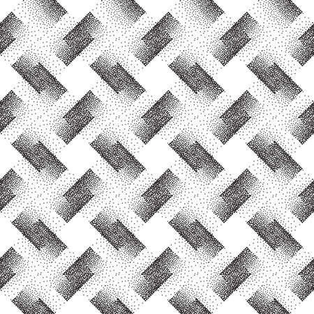 Abstract geometric dotted square shape checkered seamless pattern. Artistic polka dot ornamental stylish background. Abstract tile chaotic flowing dots monochrome textureのイラスト素材