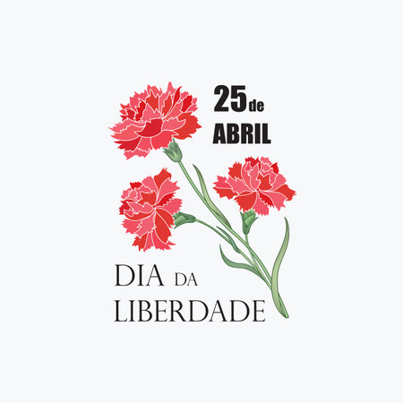 Portugal Freedom Day. 25 April Nacional Holiday of Carnation Revolution. Portuguese holiday vector illustration.のイラスト素材