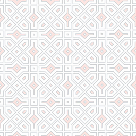 Abstract geometric retro seamless pattern. Mosaic design tile background. Geometric line ornament with stylish asian floral motifのイラスト素材