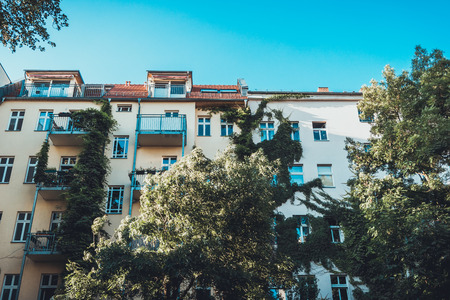 typical apartment building at prenzlauer berg, berlinの写真素材