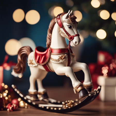New Year decoration. Rocking horseの写真素材