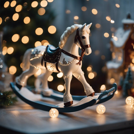 New Year decoration. Rocking horseの写真素材