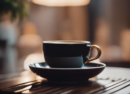 Cup of coffee on the tableの素材