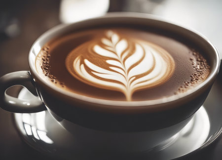 Cup of coffee on the tableの素材