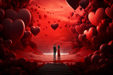 Red Valentines Day Promotion Scene. Valentines Dayの素材