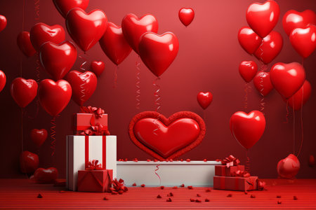 Red Valentines Day Promotion Scene. Valentines Dayの素材