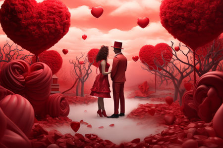Red Valentines Day Promotion Scene. Valentines Dayの素材