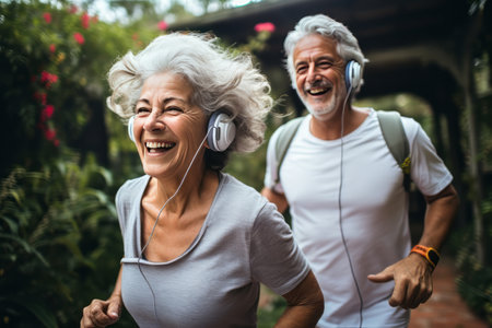 Seniors enjoying good health and activitiesの素材