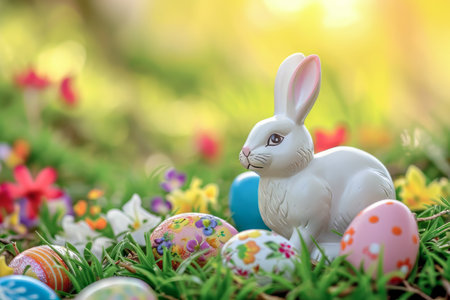 Easter bunnies, colorful eggs, and joyful springtime festivities. Happy Easterの素材