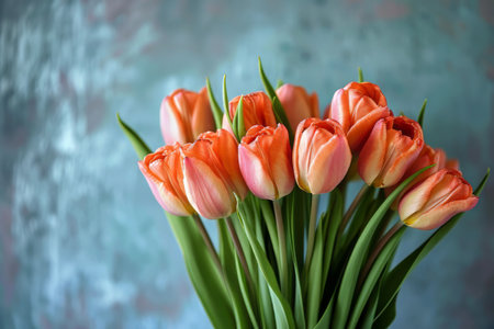 A tulip bouquet with March 8 inscription. Happy March 8th. Womens Day. Mothers Day. Happy Easterの素材
