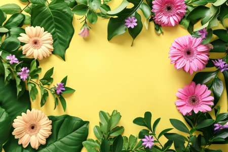 8 March.Happy Womens Day. Flower and leaves spring holiday background with number 8の素材