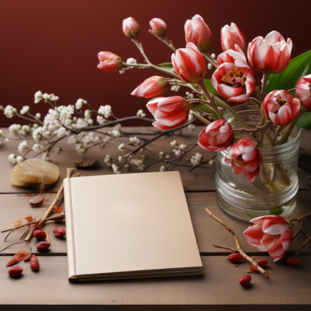 A tulip bouquet with March 8 inscription. Happy March 8th. Womens Day. Mothers Day. Happy Easterの素材
