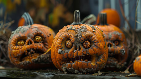 Pumpkin .Halloween, October, Autumn, Spooky, Scary, jack-o-lantern, carved pumpkin, hallows eve. High quality photoの素材
