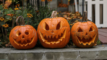 Pumpkin .Halloween, October, Autumn, Spooky, Scary, jack-o-lantern, carved pumpkin, hallows eve. High quality photoの素材