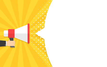 Speech bubbles announced by megaphone,flat vector illustration backgroundのイラスト素材