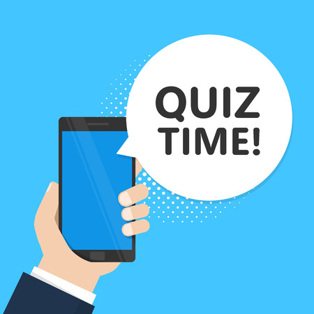 Smartphone screen background. Quiz time in speech bubble. Vector illustrationのイラスト素材
