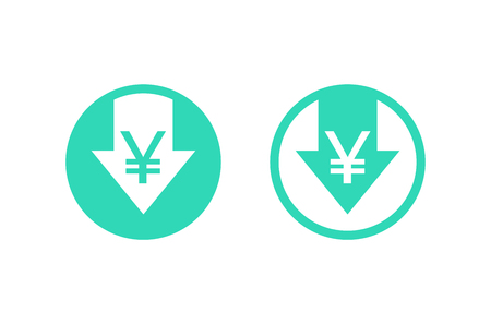 Cost reduction icon. Yuan. Image isolated on white background. Vector illustrationのイラスト素材