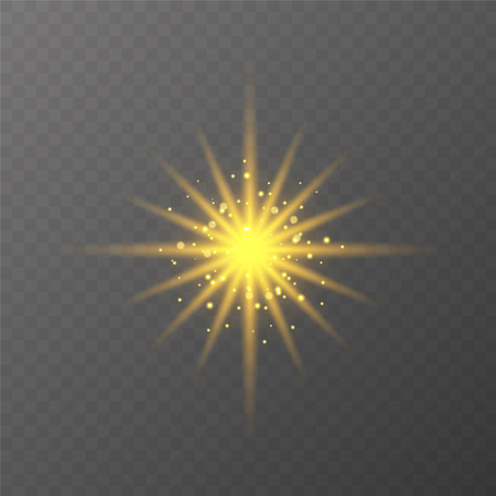 Star burst, transparent glow light effect. Star burst with sparkles. Glow light effect with rays and shine particles. On tranparent backgroundのイラスト素材