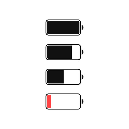 Mobile phone system icons. Wifi signal strength, battery charge level. Vector illustration.のイラスト素材