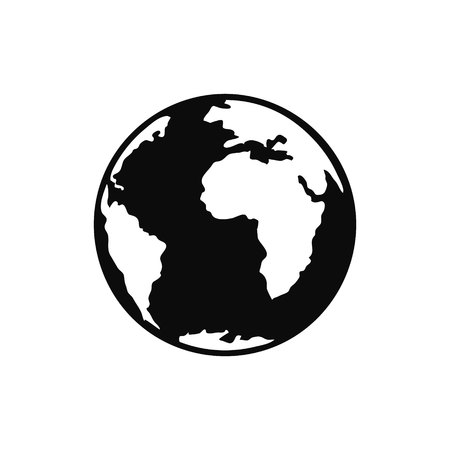 Flat planet Earth icon. Illustration of a world globe isolated on a white background.のイラスト素材