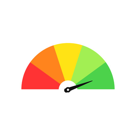 Customer satisfaction meter speedometer set. Vector illustrationのイラスト素材