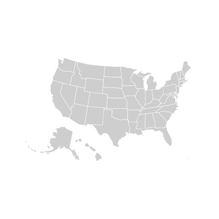 Blank similar USA map isolated on white background. United States of America country. Vector template for website, design, cover, infographics. Graph illustration.のイラスト素材