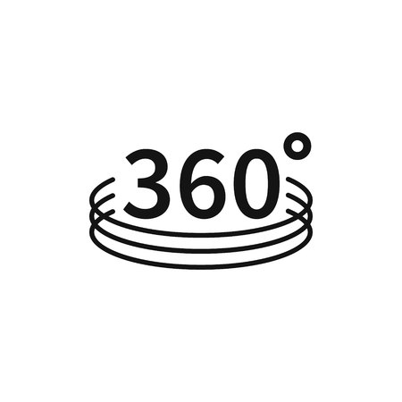 360 degree views of vector circle icons isolated from the background. Signs with arrows to indicate the rotation or panoramas to 360 degrees. Vector illustration isolated on white backgroundのイラスト素材