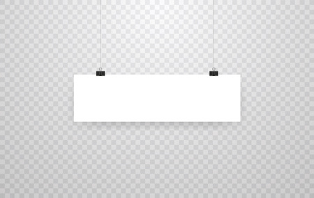 Blank hanging photo frames or poster templates isolated on transparent background. Photo picture hanging, frame paper gallery portfolio illustrationのイラスト素材