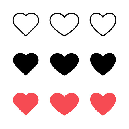 Like and Heart icon. Live stream video, chat, likes. Social nets like red heart web buttons isolated on white background. Vector illustarationのイラスト素材