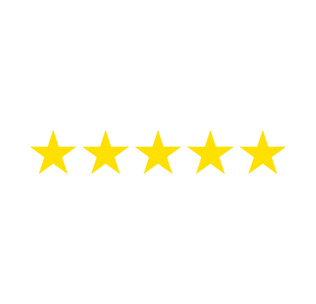Five stars rating. Star icon. Feedback consumer or customer review evaluation banner, satisfaction...