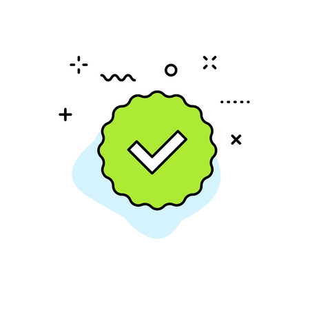 Check mark icons in line style. Stamp, check list, verified, approval, accepted Vector illustrationのイラスト素材