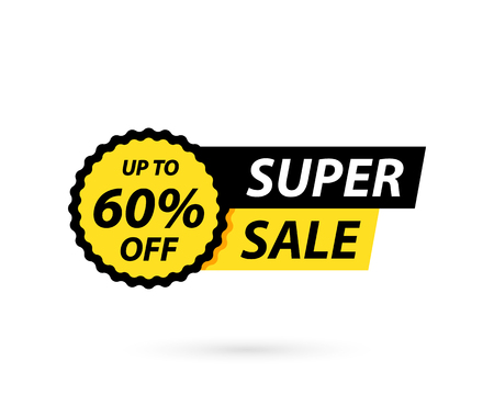 Sale tag. Special offer, big sale, discount, best price, mega sale banner. Shop or online shopping. Sticker, badge coupon store Vector Illustrationのイラスト素材