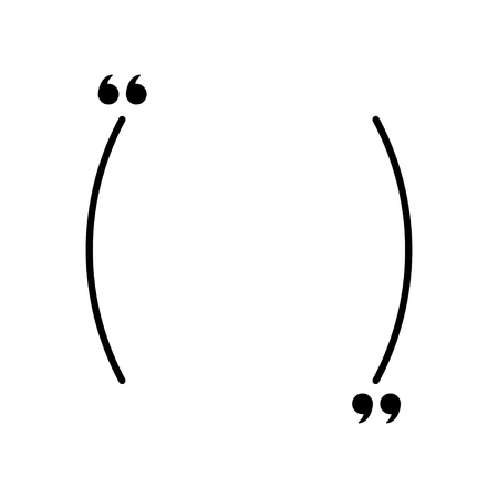 Quotes icon vector. Quotemarks outline, speech marks, inverted commas or talking marks collection. Vector line art illustration isolated on white backgroundのイラスト素材