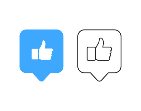 Thumbs up like social network icon with new appreciation number symbol. Vector social media illustrationのイラスト素材